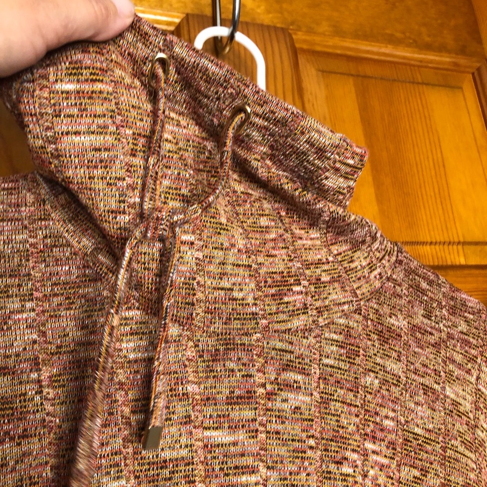 Pull String Cowl Neck Light Weight Sweater Orange… - image 8